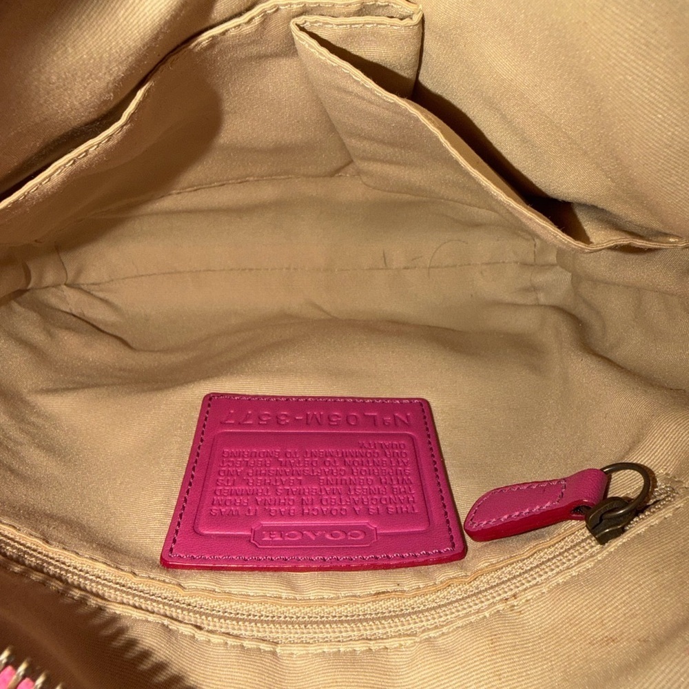 Coach Pink and Brown Signature Shoulder Bag - Picture 9 of 12